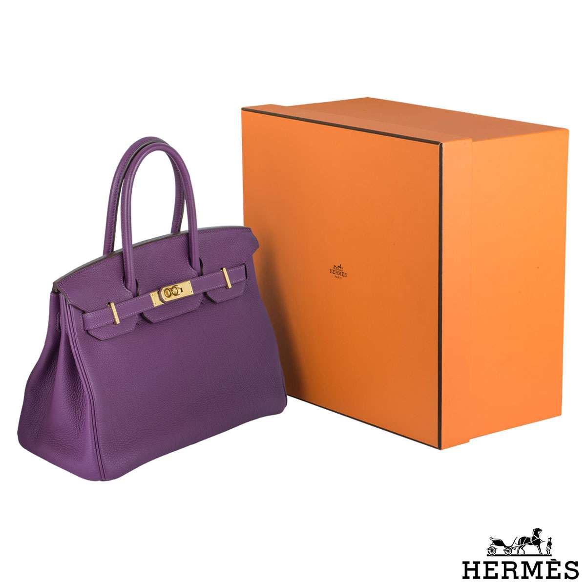 Hermes Birkin 30 cm Fjord leather Anemone Handbag